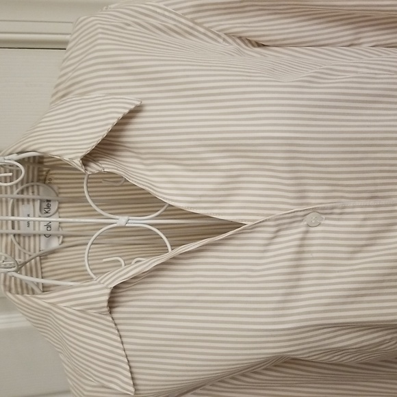 Classic pinstripe button down shirt by Calvin Klein. - Picture 3 of 8